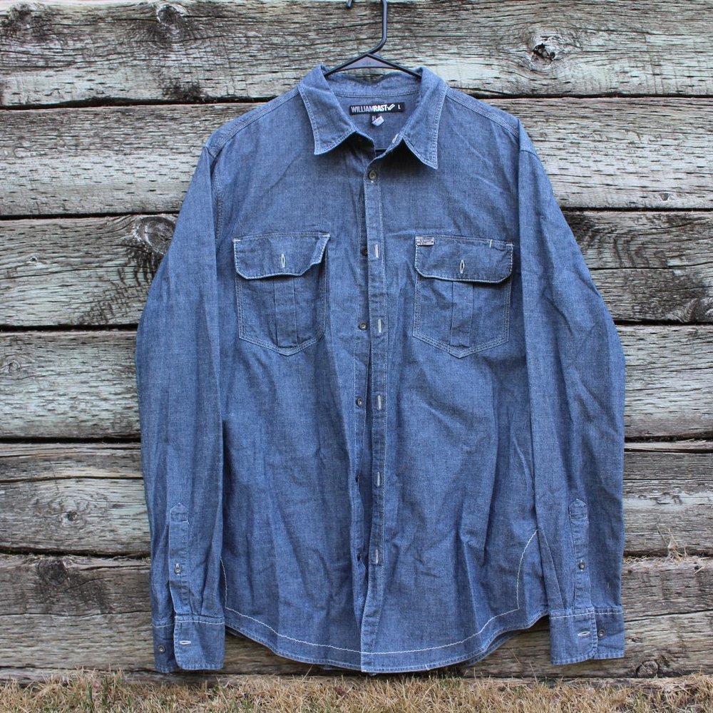 WILLIAM REST DETAILED CHAMBRAY DENIM SHIRT